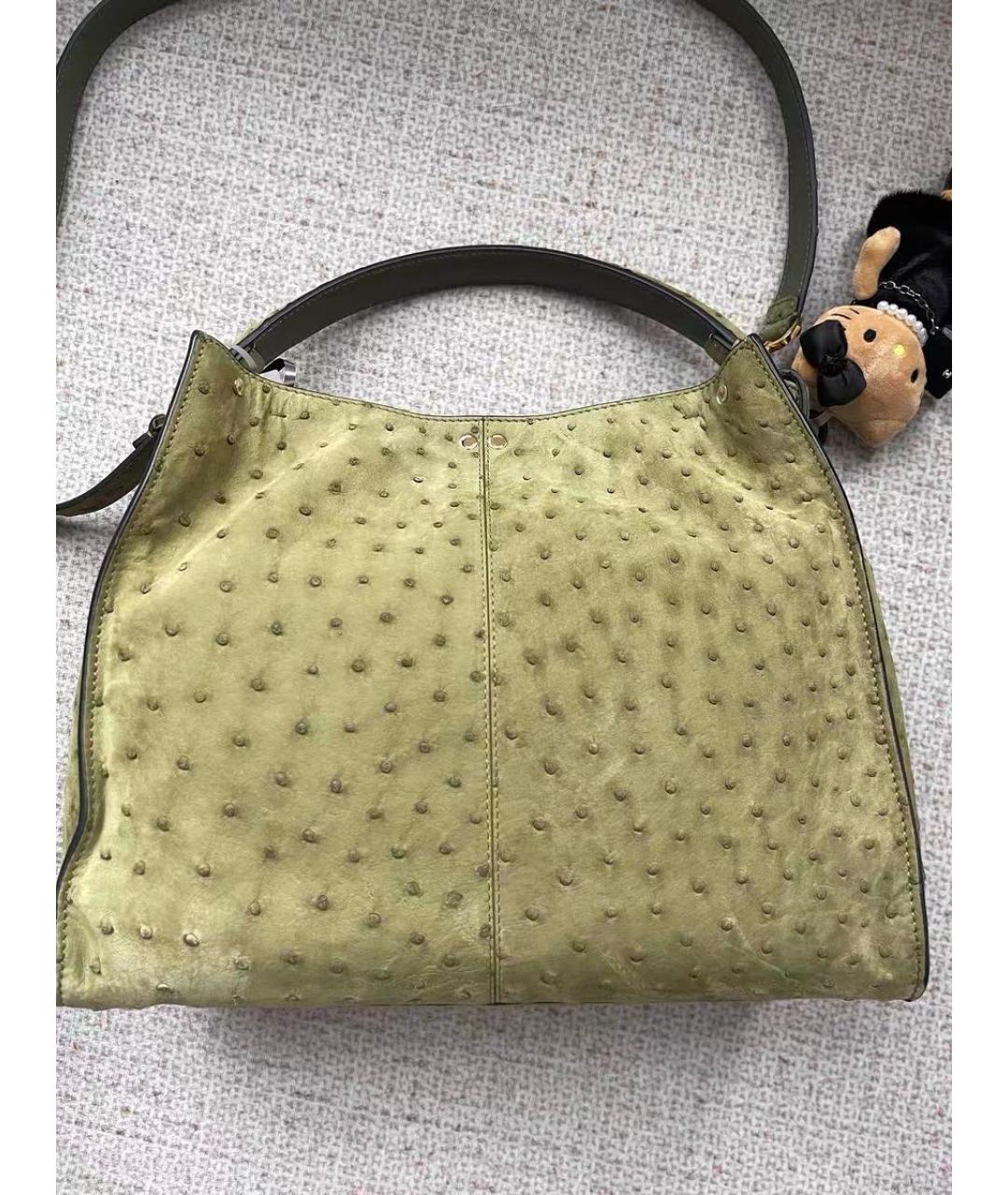 FENDI Зеленая кожаная сумка с короткими ручками, фото 3