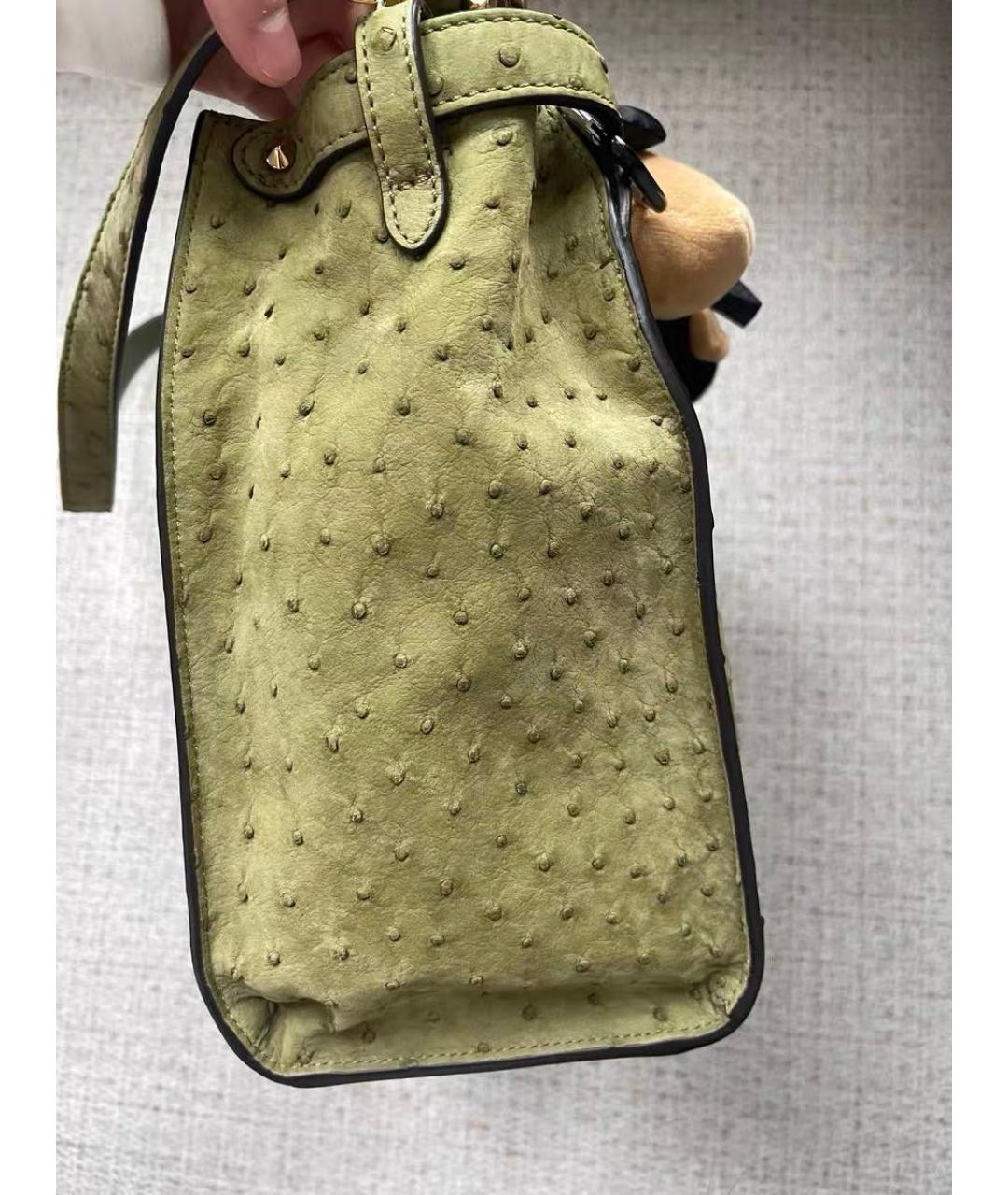 FENDI Зеленая кожаная сумка с короткими ручками, фото 5