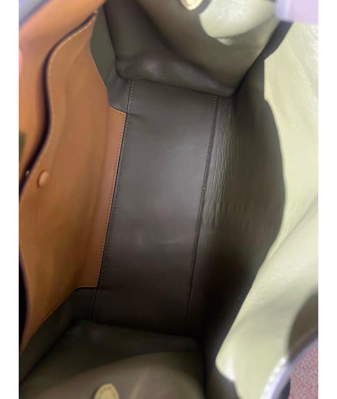 FENDI Зеленая кожаная сумка с короткими ручками, фото 4