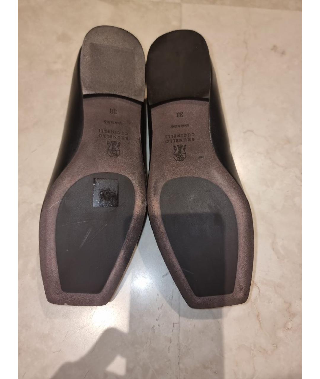 BRUNELLO CUCINELLI Черные кожаные балетки, фото 5