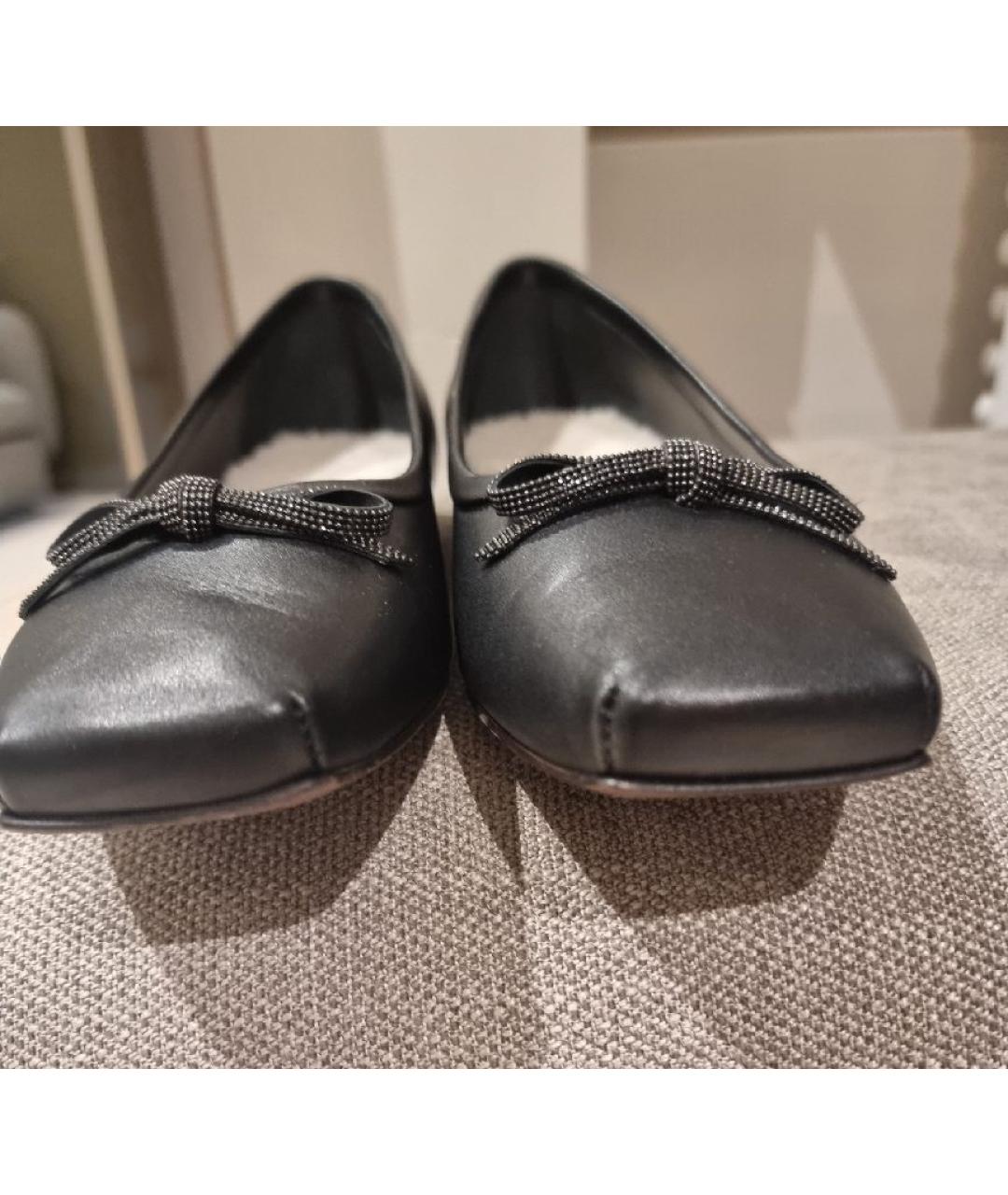 BRUNELLO CUCINELLI Черные кожаные балетки, фото 6