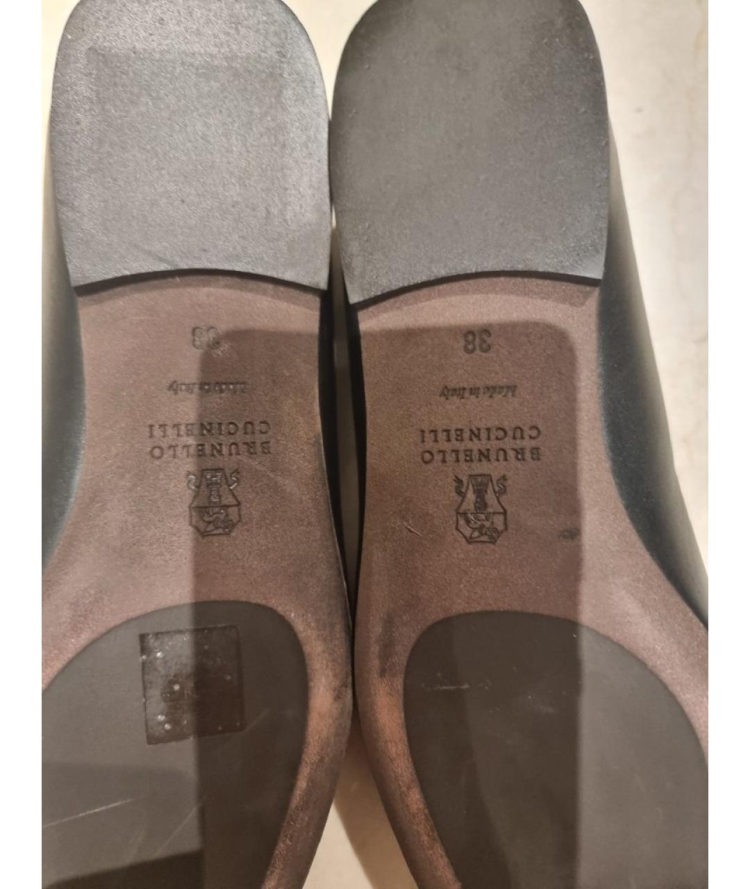 BRUNELLO CUCINELLI Черные кожаные балетки, фото 8