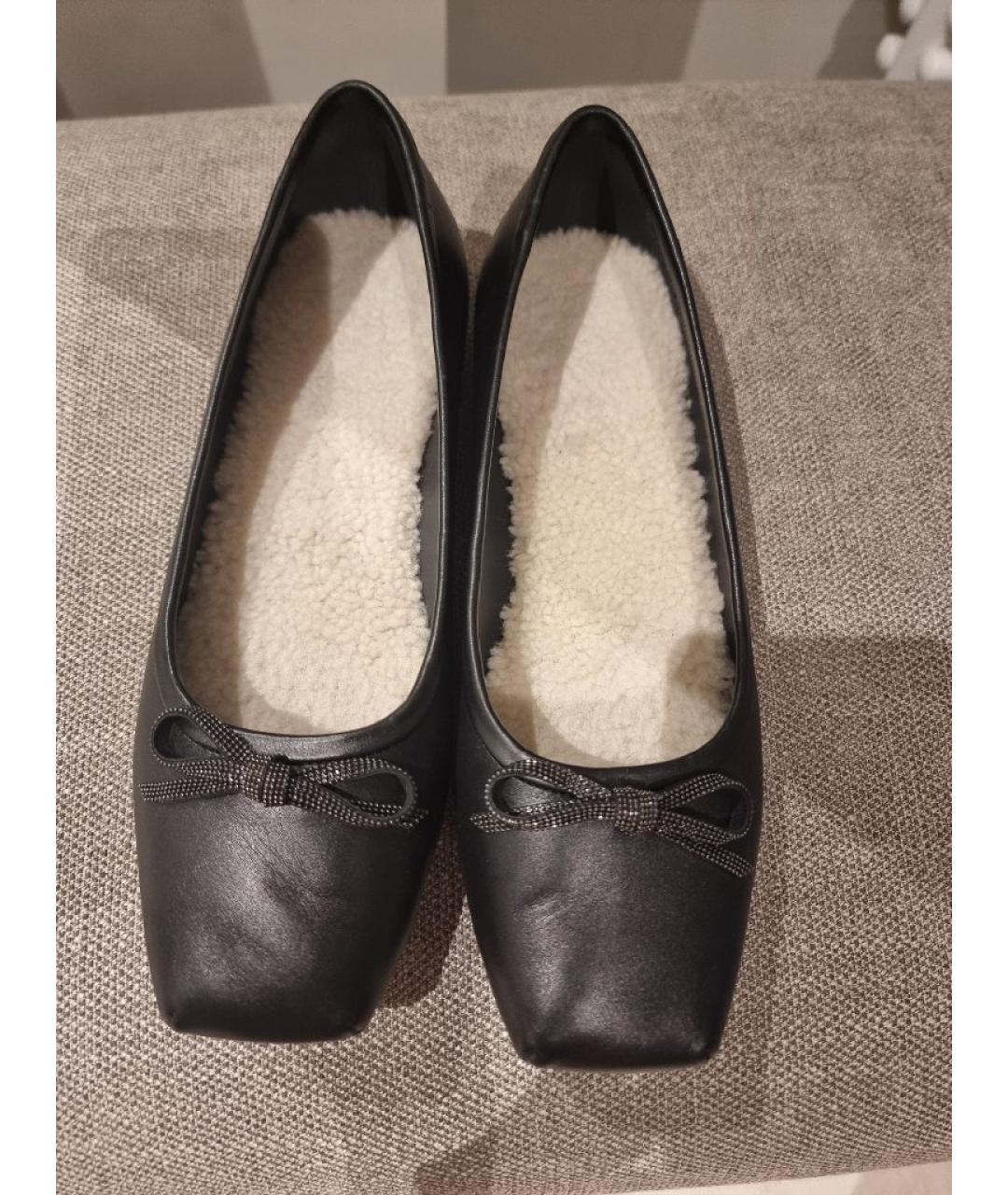 BRUNELLO CUCINELLI Черные кожаные балетки, фото 3