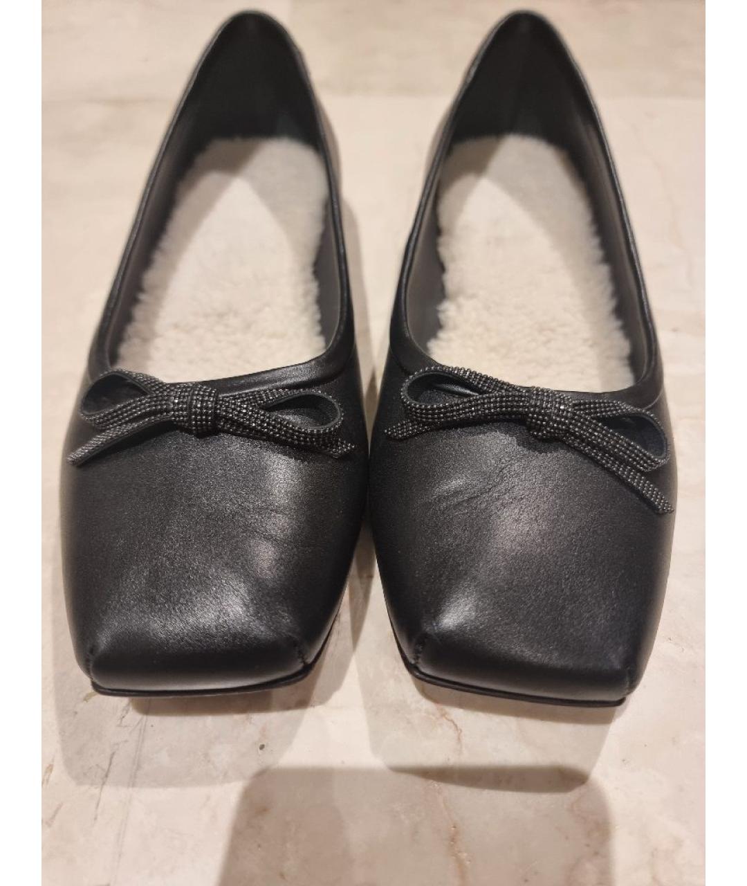 BRUNELLO CUCINELLI Черные кожаные балетки, фото 2