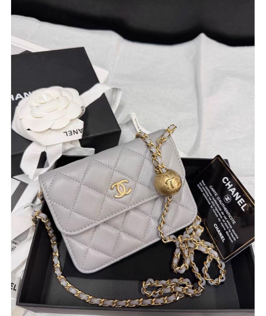 CHANEL Серая кожаная сумка через плечо, фото 2