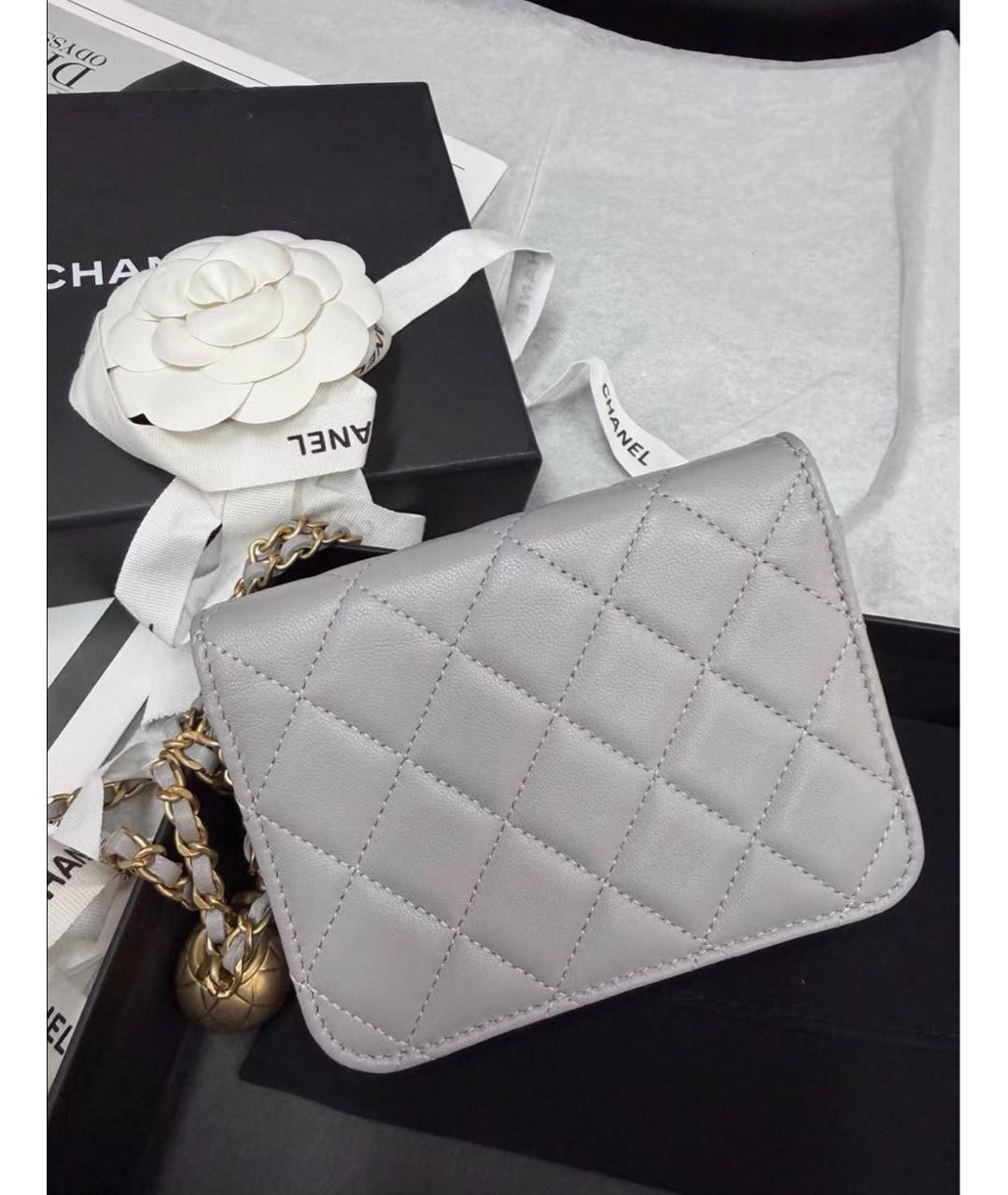 CHANEL Серая кожаная сумка через плечо, фото 3