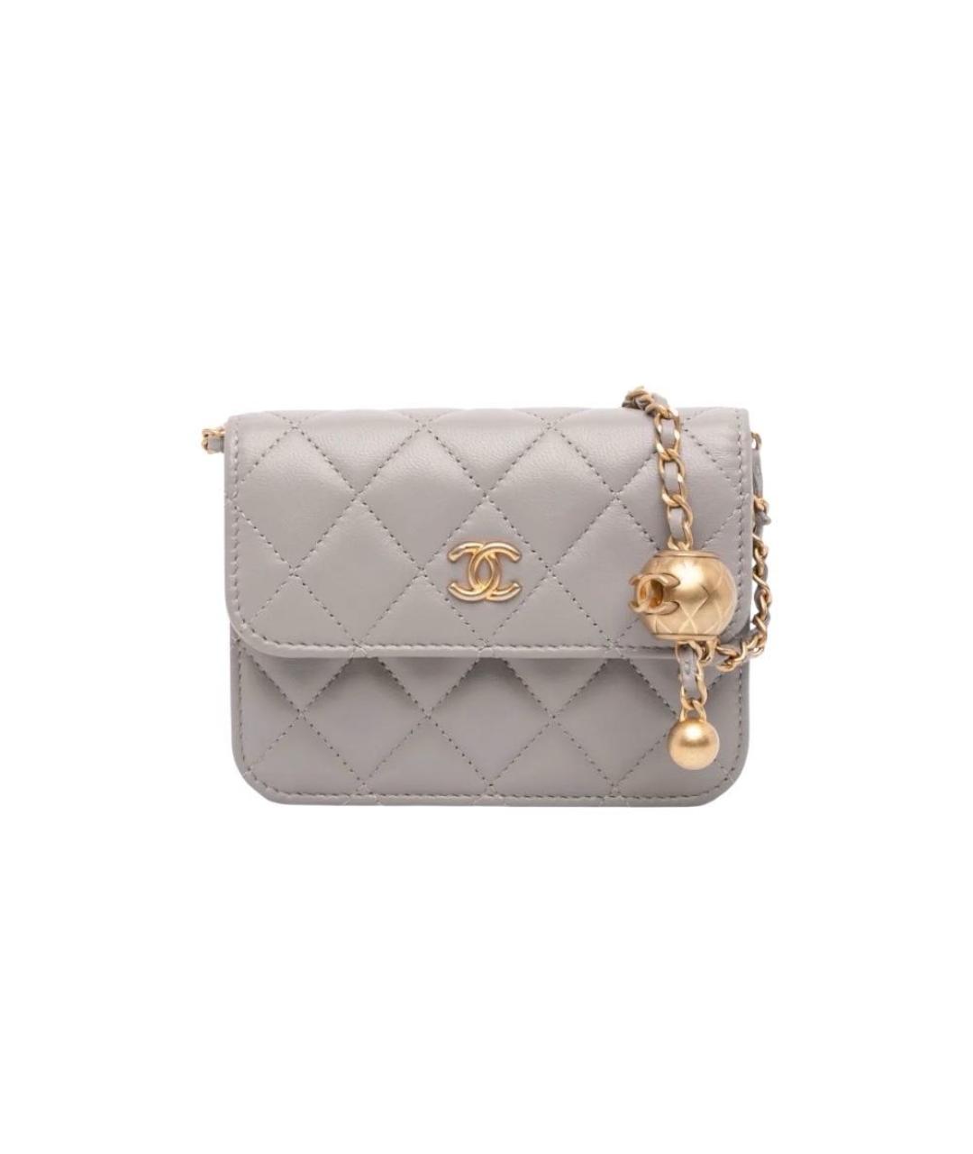 CHANEL Серая кожаная сумка через плечо, фото 9