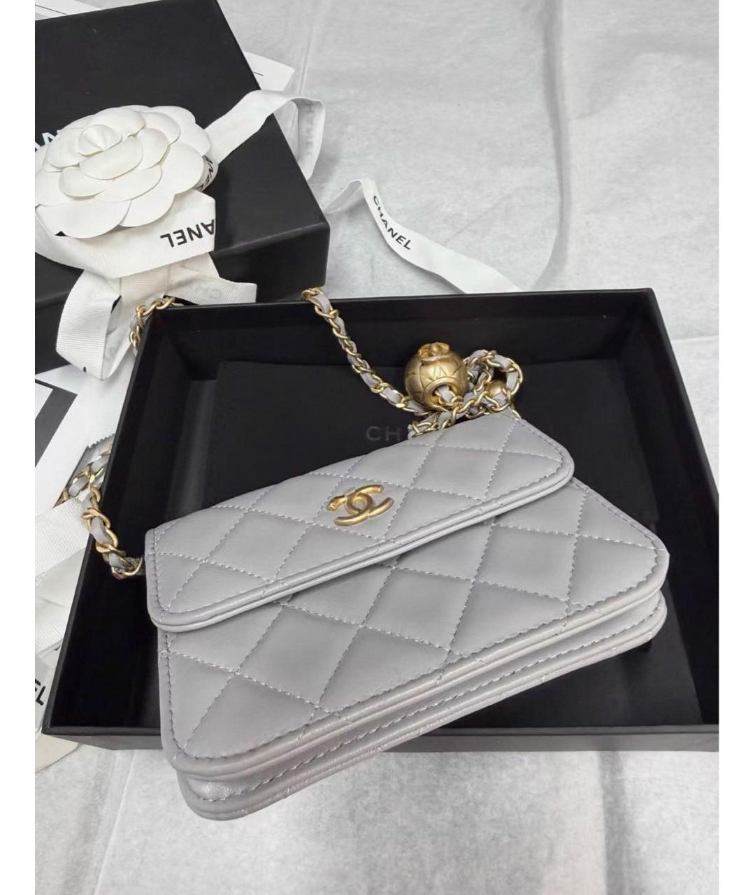 CHANEL Серая кожаная сумка через плечо, фото 8