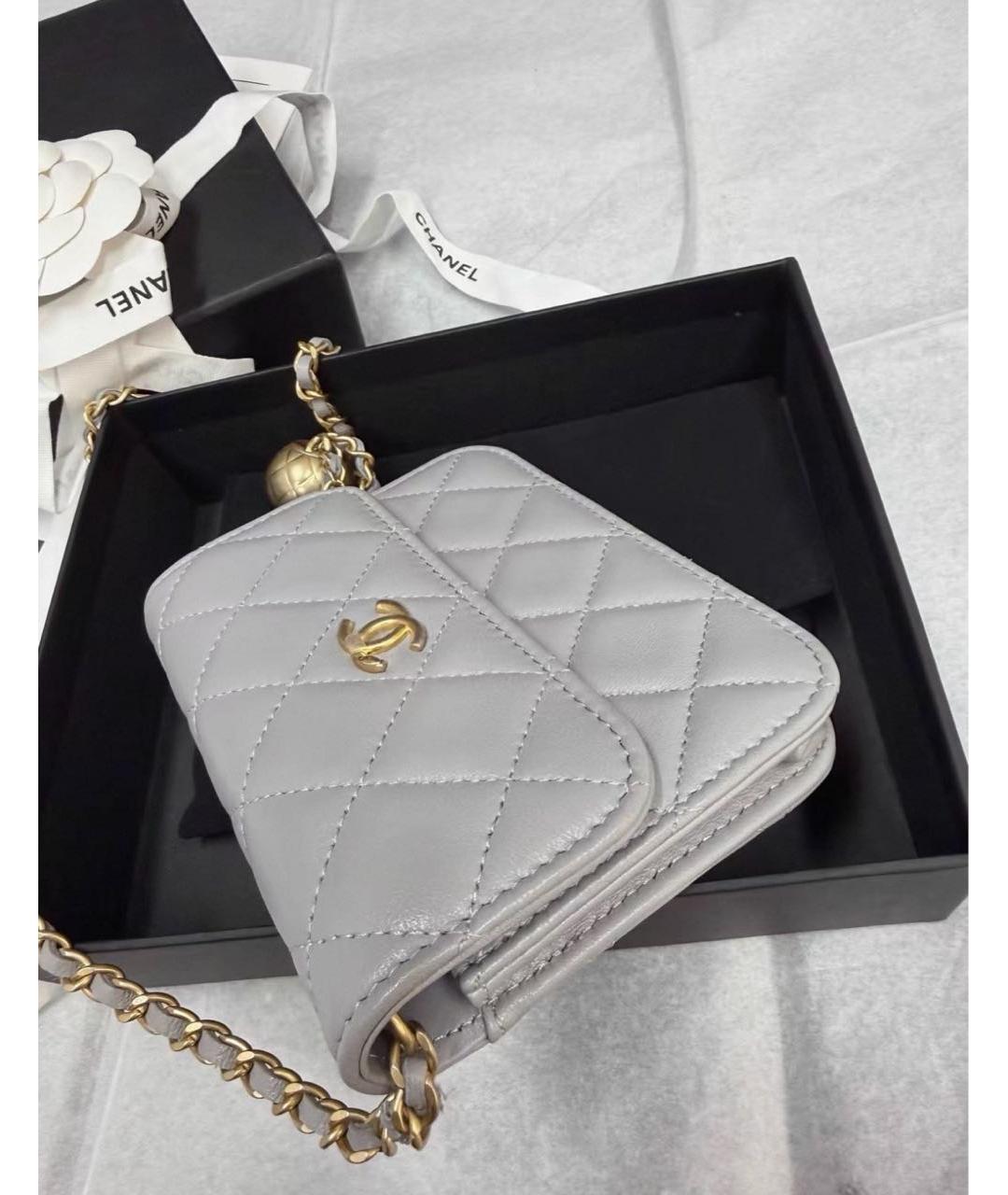 CHANEL Серая кожаная сумка через плечо, фото 6