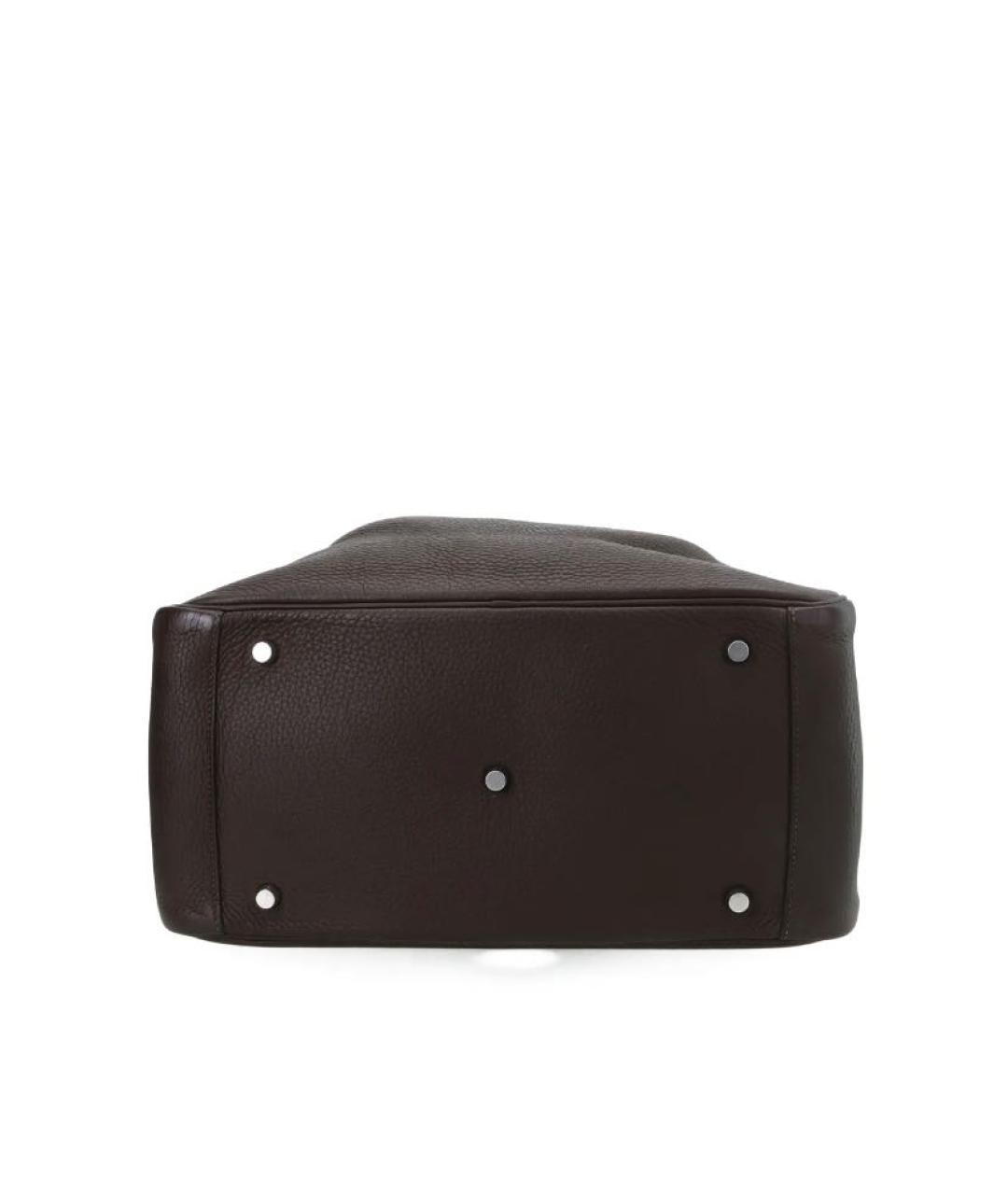 HERMES Коричневая кожаная сумка с короткими ручками, фото 4