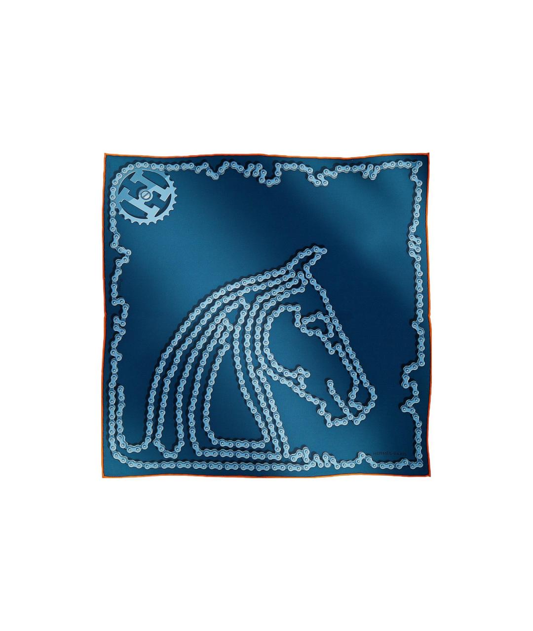 HERMES Синий шелковый шарф, фото 1
