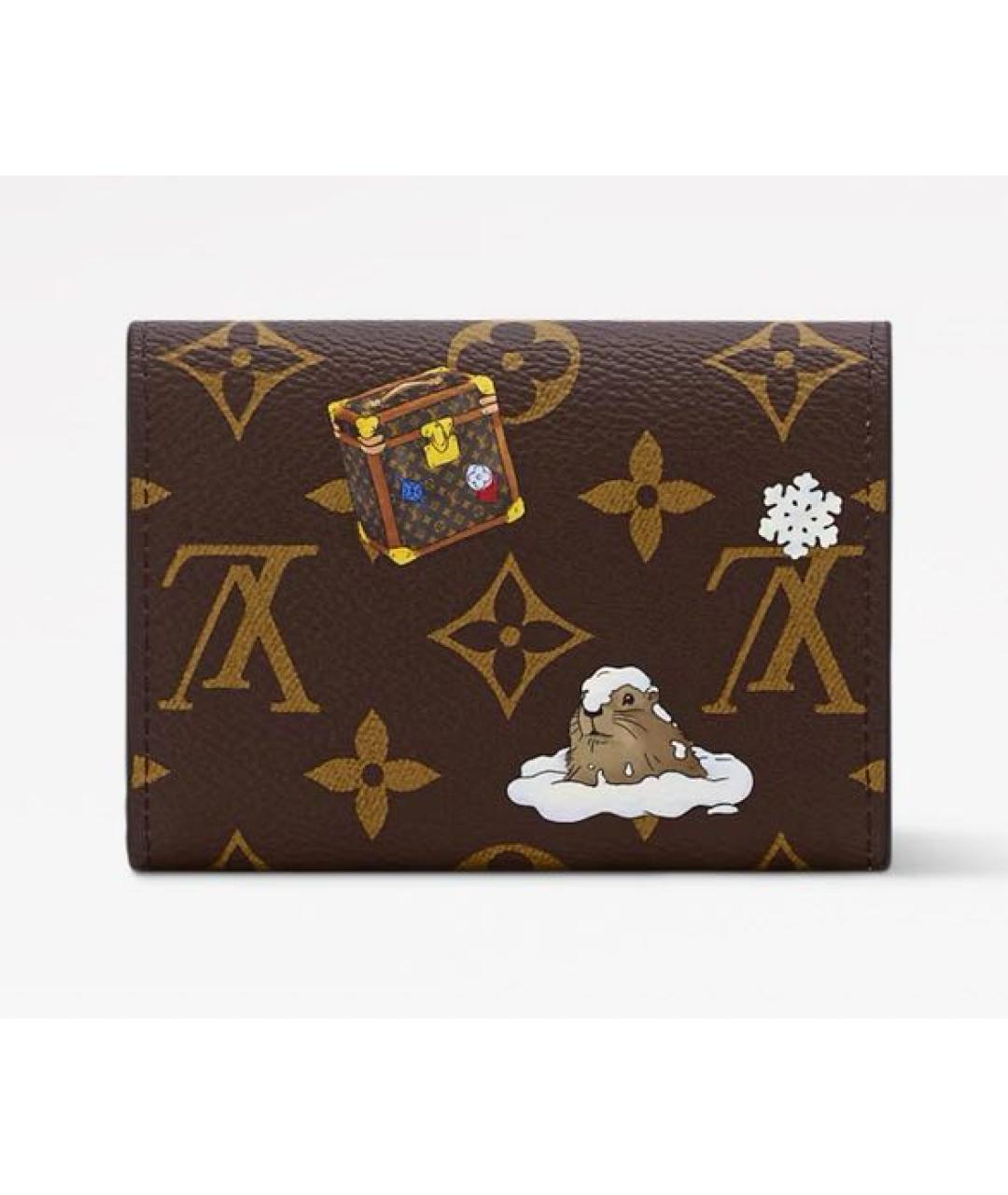 LOUIS VUITTON Коричневый кожаный кошелек, фото 2