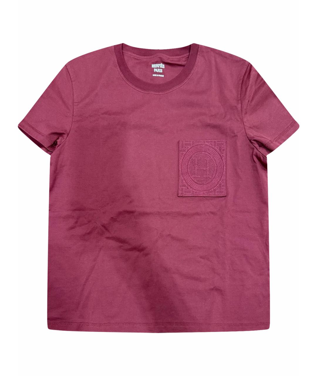 HERMES Бордовая хлопковая футболка, фото 1