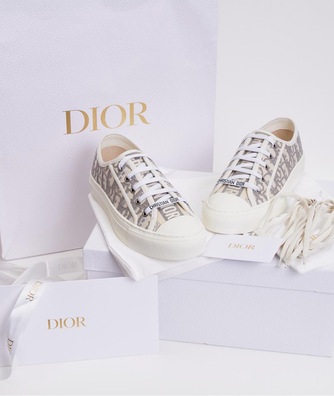 CHRISTIAN DIOR Бежевые текстильные кеды, фото 9