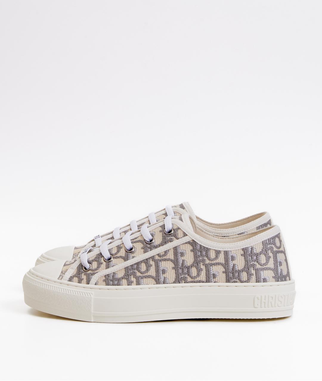 CHRISTIAN DIOR Бежевые текстильные кеды, фото 3