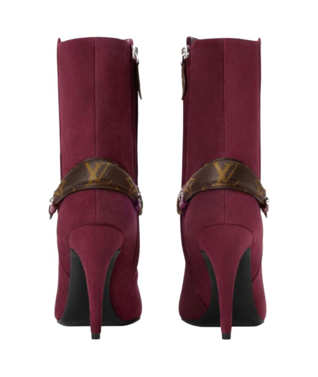 LOUIS VUITTON Бордовые кожаные ботильоны, фото 4