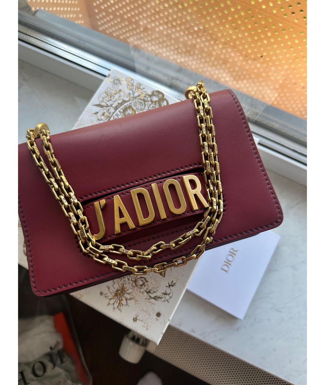 CHRISTIAN DIOR Бордовая кожаная сумка через плечо, фото 4