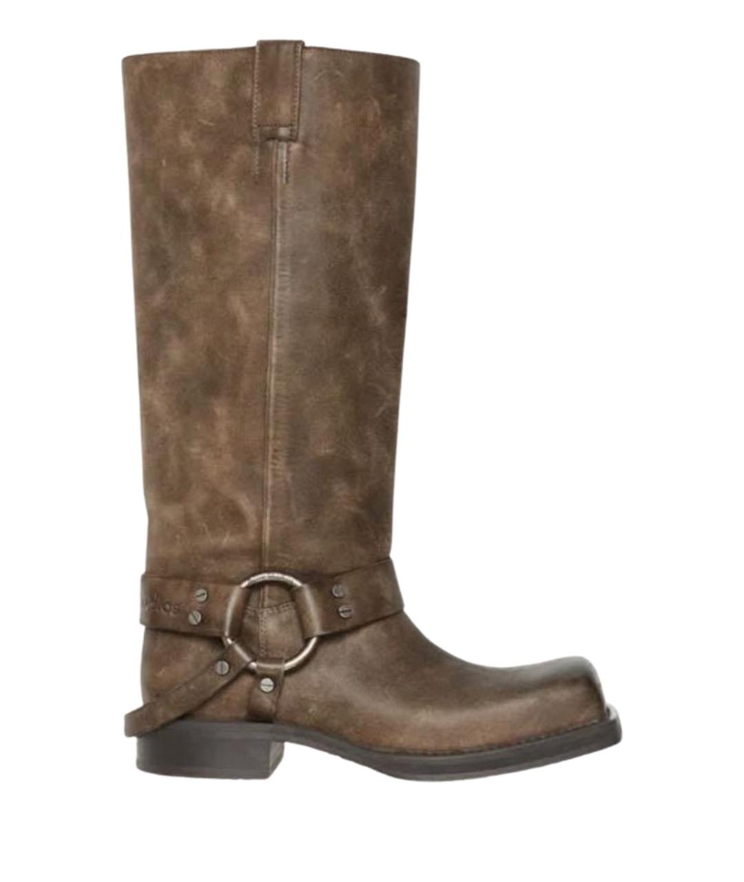 ACNE STUDIOS Коричневые кожаные сапоги, фото 1