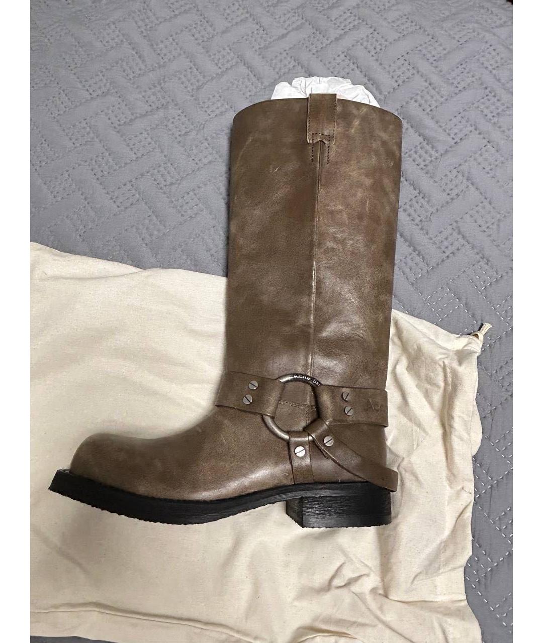 ACNE STUDIOS Коричневые кожаные сапоги, фото 4