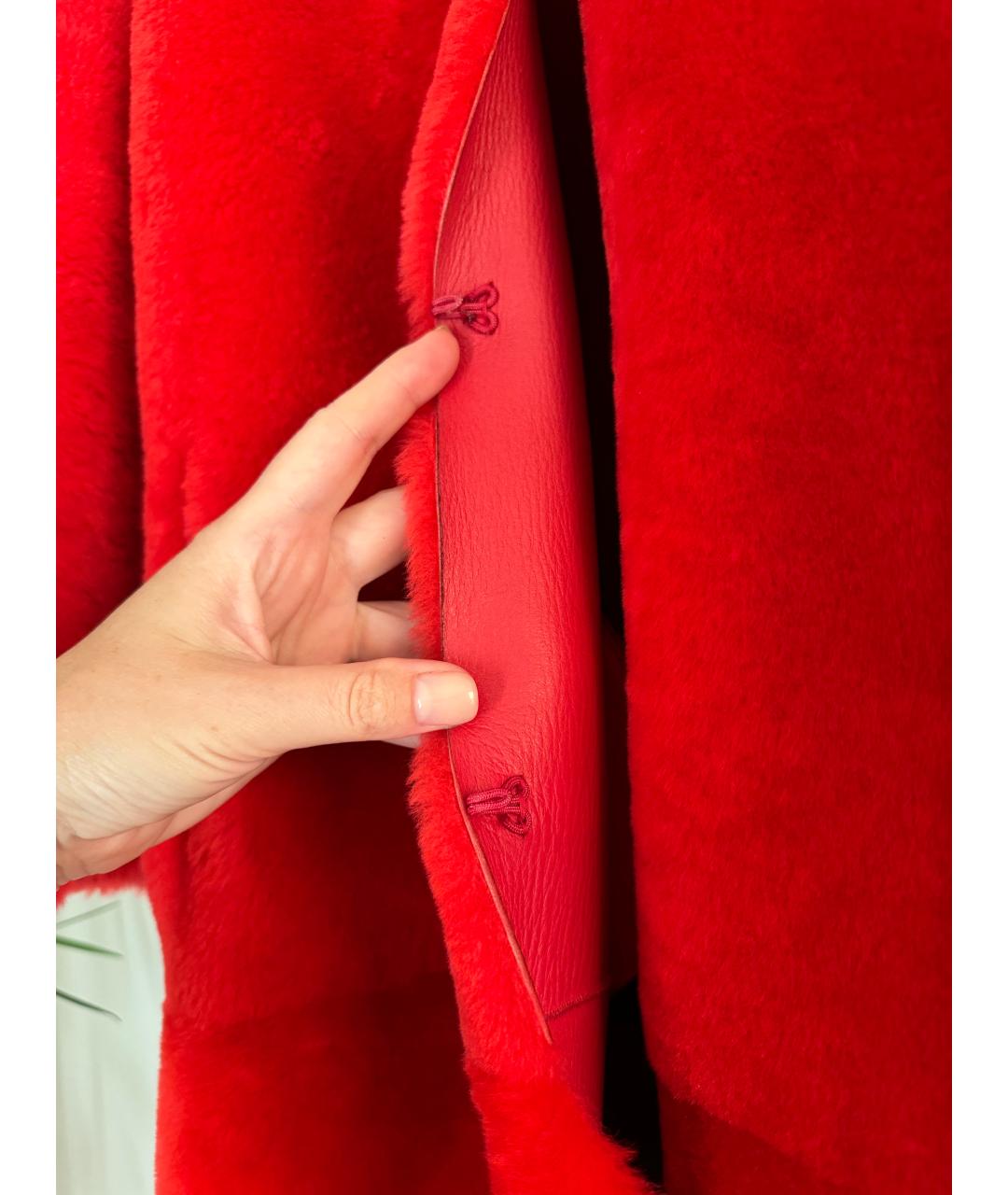 RED VALENTINO Красная шерстяная шуба, фото 4