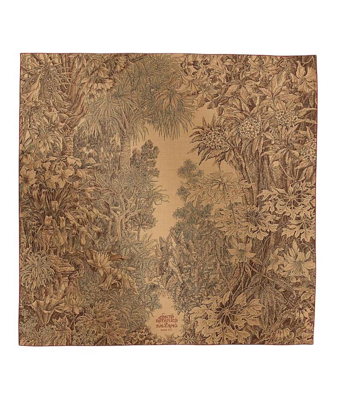 HERMES Коричневый кашемировый платок, фото 1