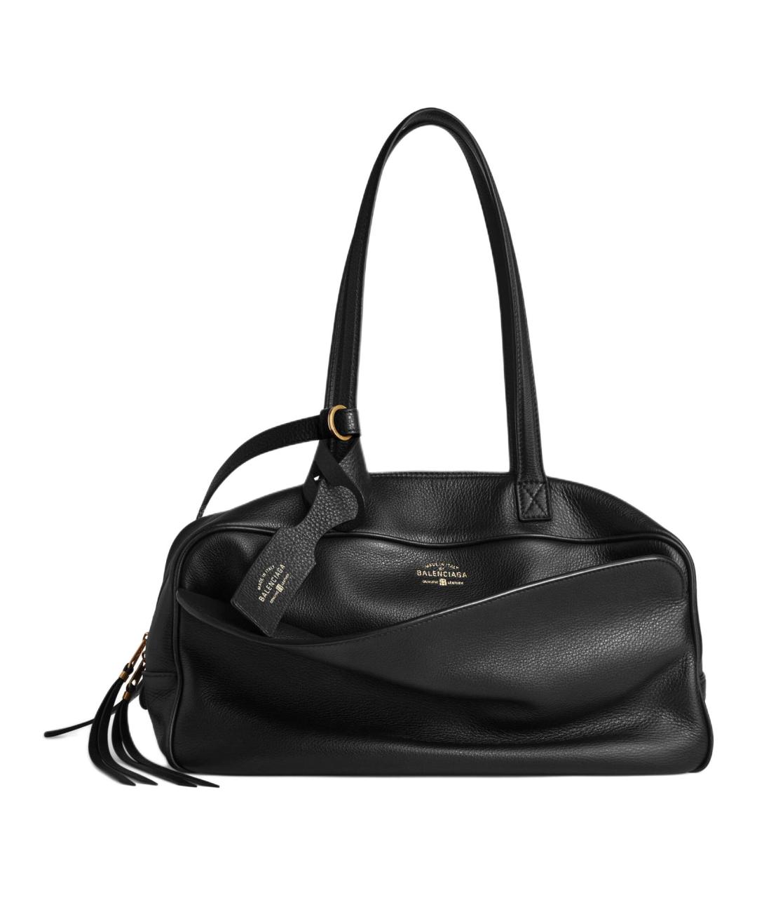 BALENCIAGA Черная кожаная сумка через плечо, фото 1
