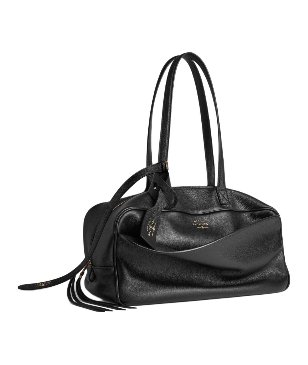 BALENCIAGA Черная кожаная сумка через плечо, фото 2