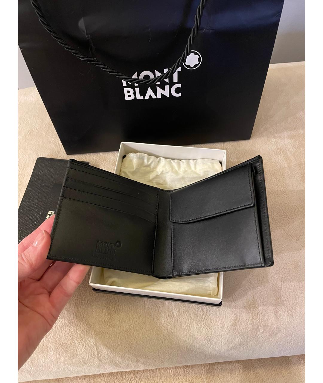 MONTBLANC Черный кожаный кошелек, фото 2