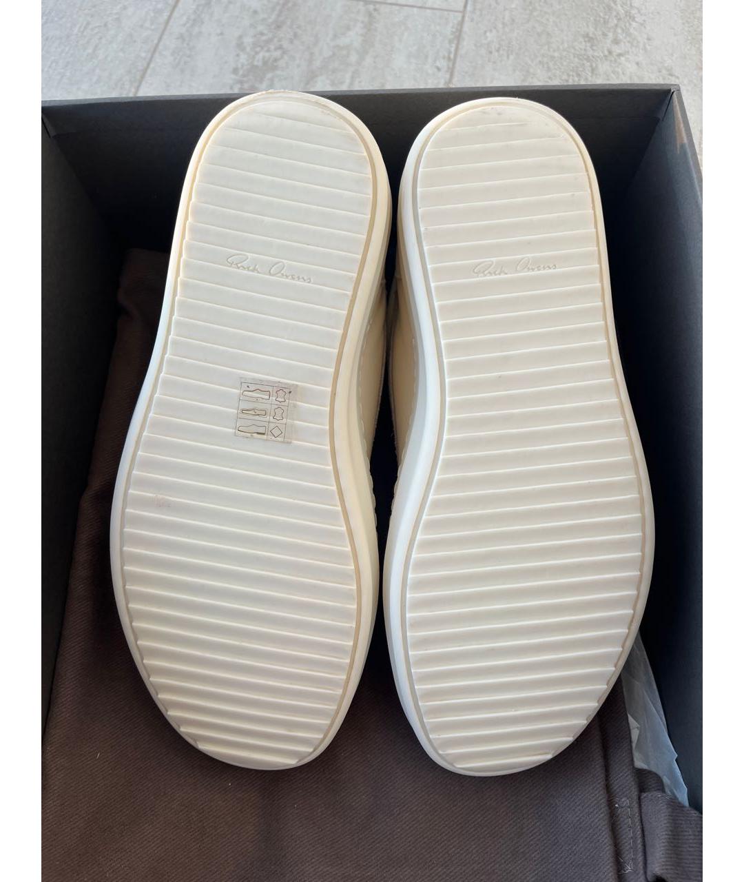 RICK OWENS Бежевые кожаные кеды, фото 5