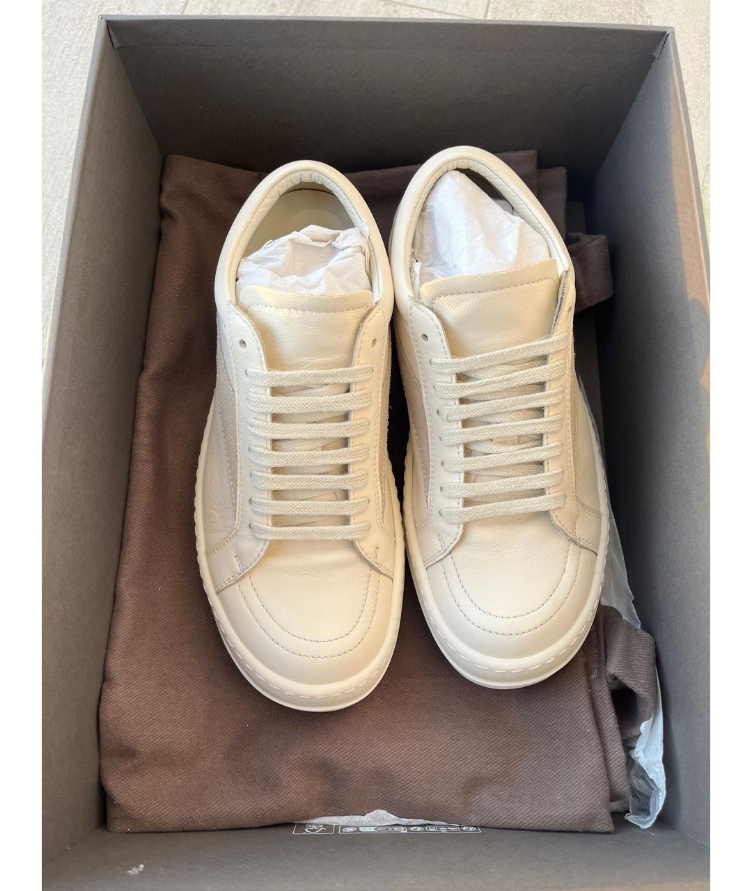 RICK OWENS Бежевые кожаные кеды, фото 4