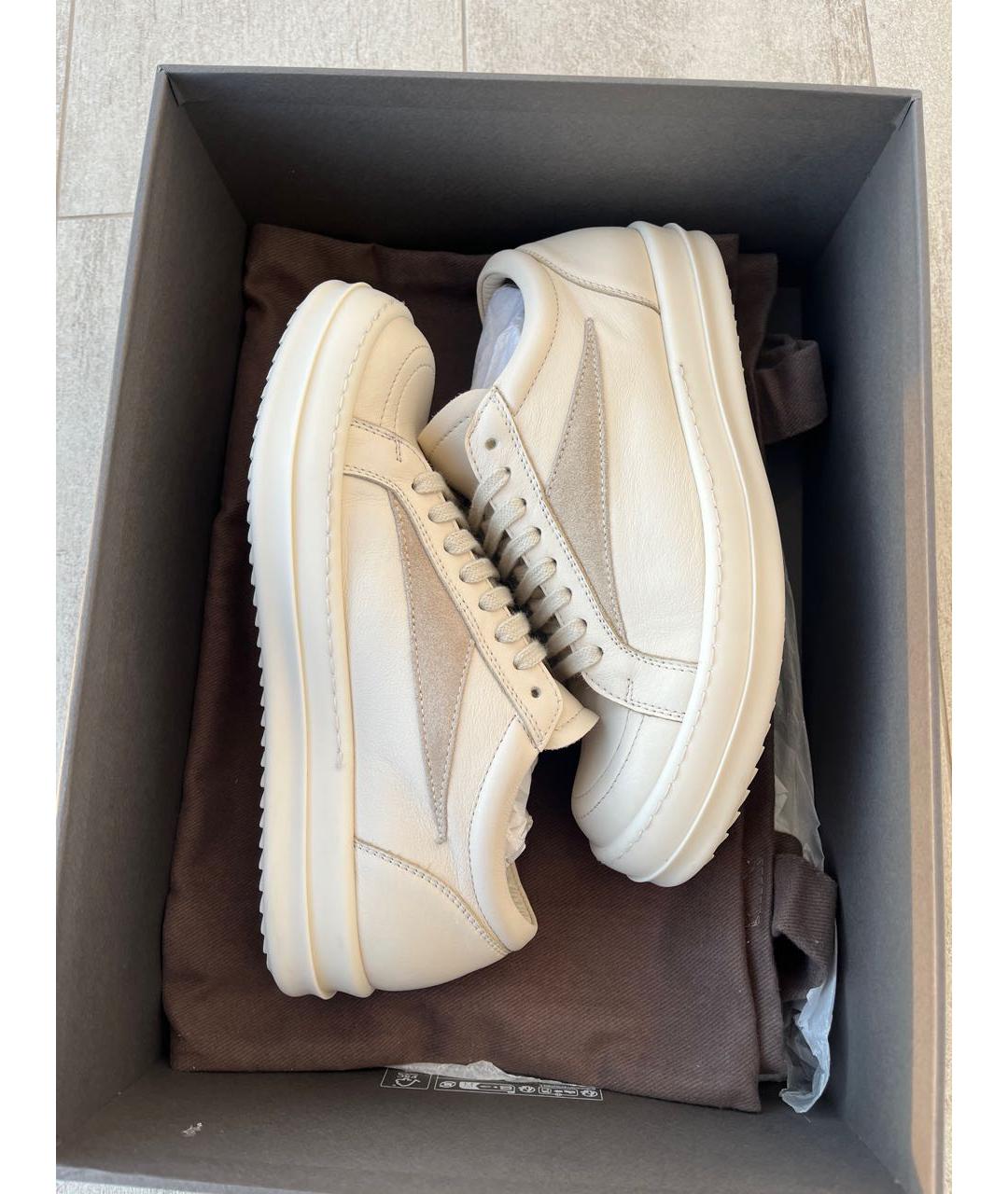 RICK OWENS Бежевые кожаные кеды, фото 3