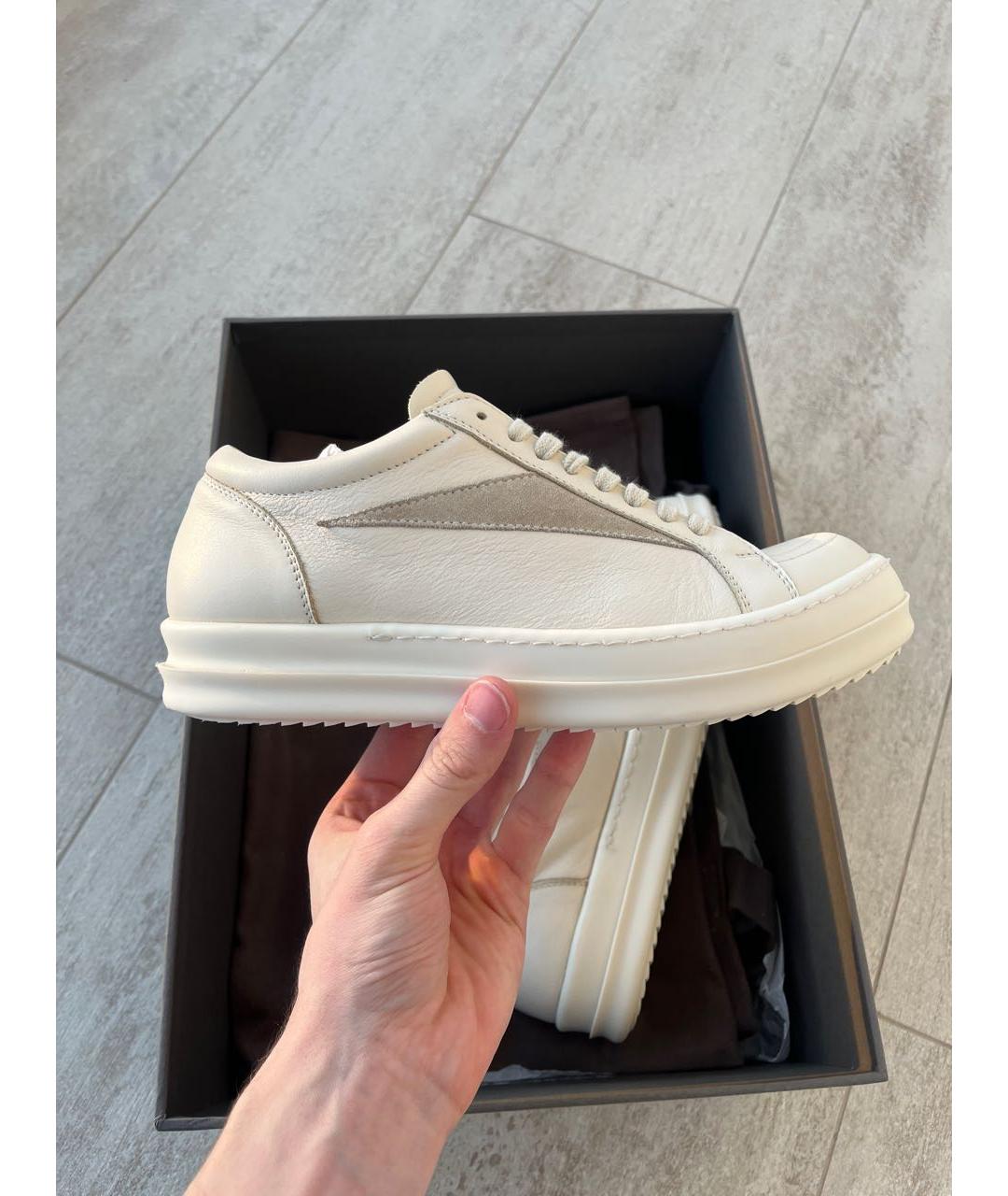 RICK OWENS Бежевые кожаные кеды, фото 7