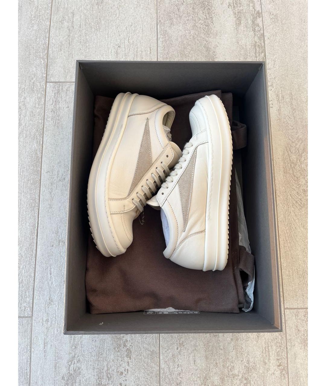 RICK OWENS Бежевые кожаные кеды, фото 2