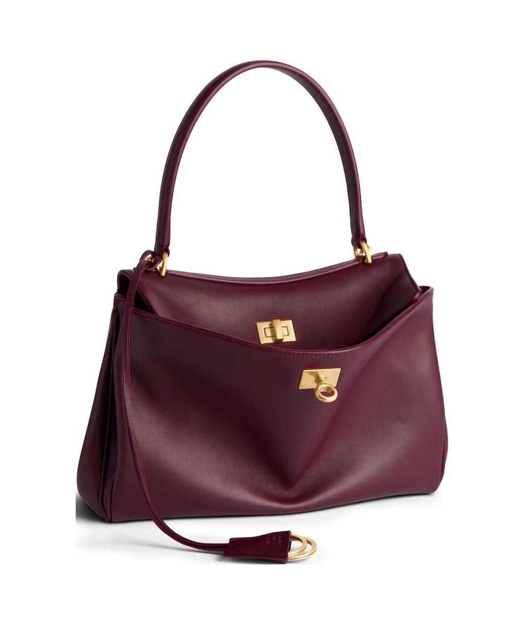 BALENCIAGA Бордовая кожаная сумка через плечо, фото 3