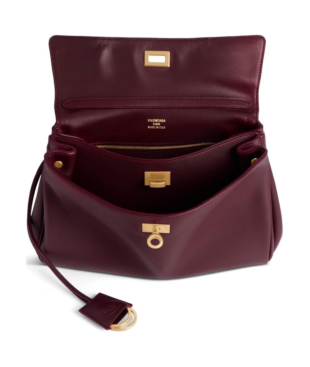 BALENCIAGA Бордовая кожаная сумка через плечо, фото 6