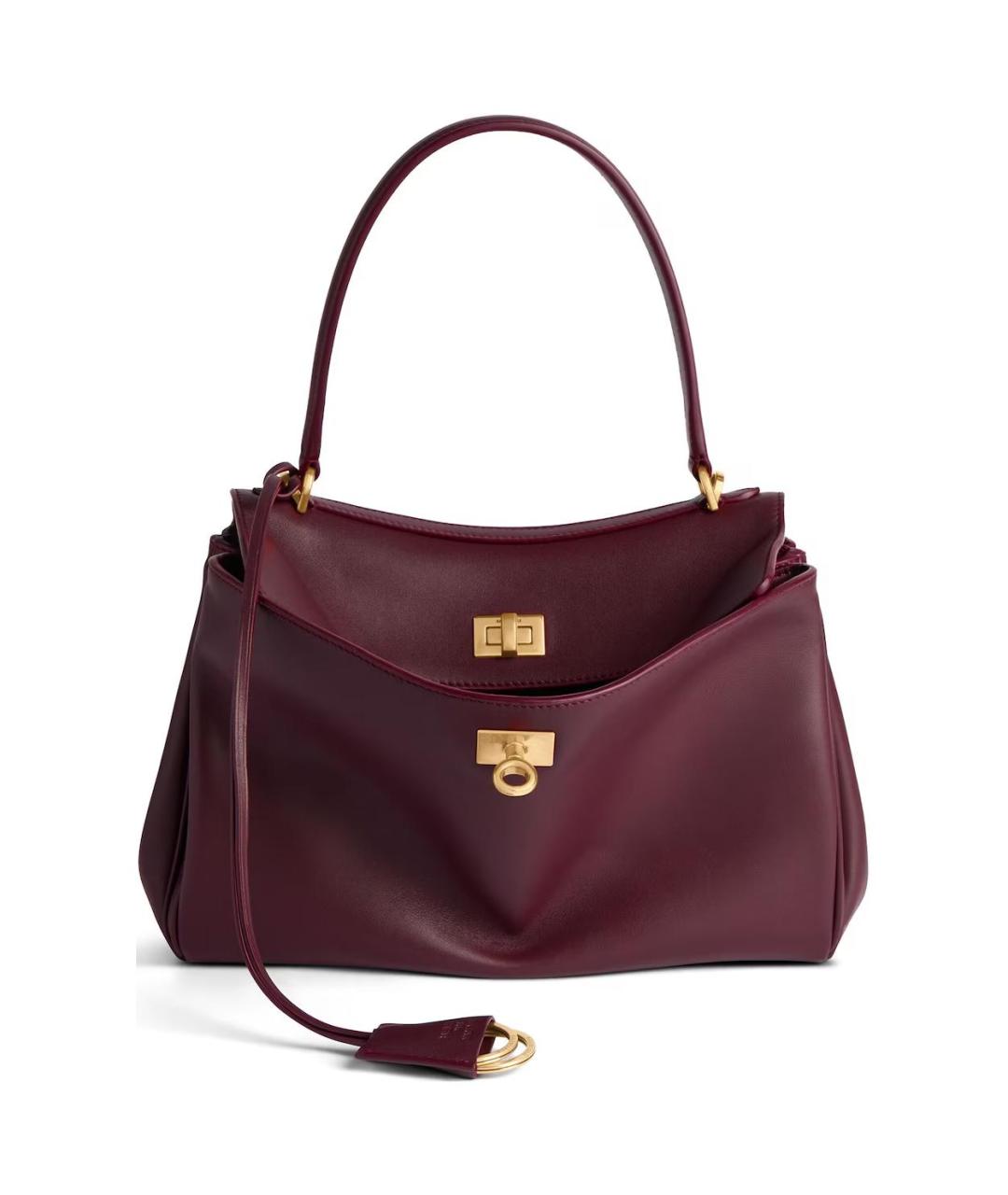 BALENCIAGA Бордовая кожаная сумка через плечо, фото 1