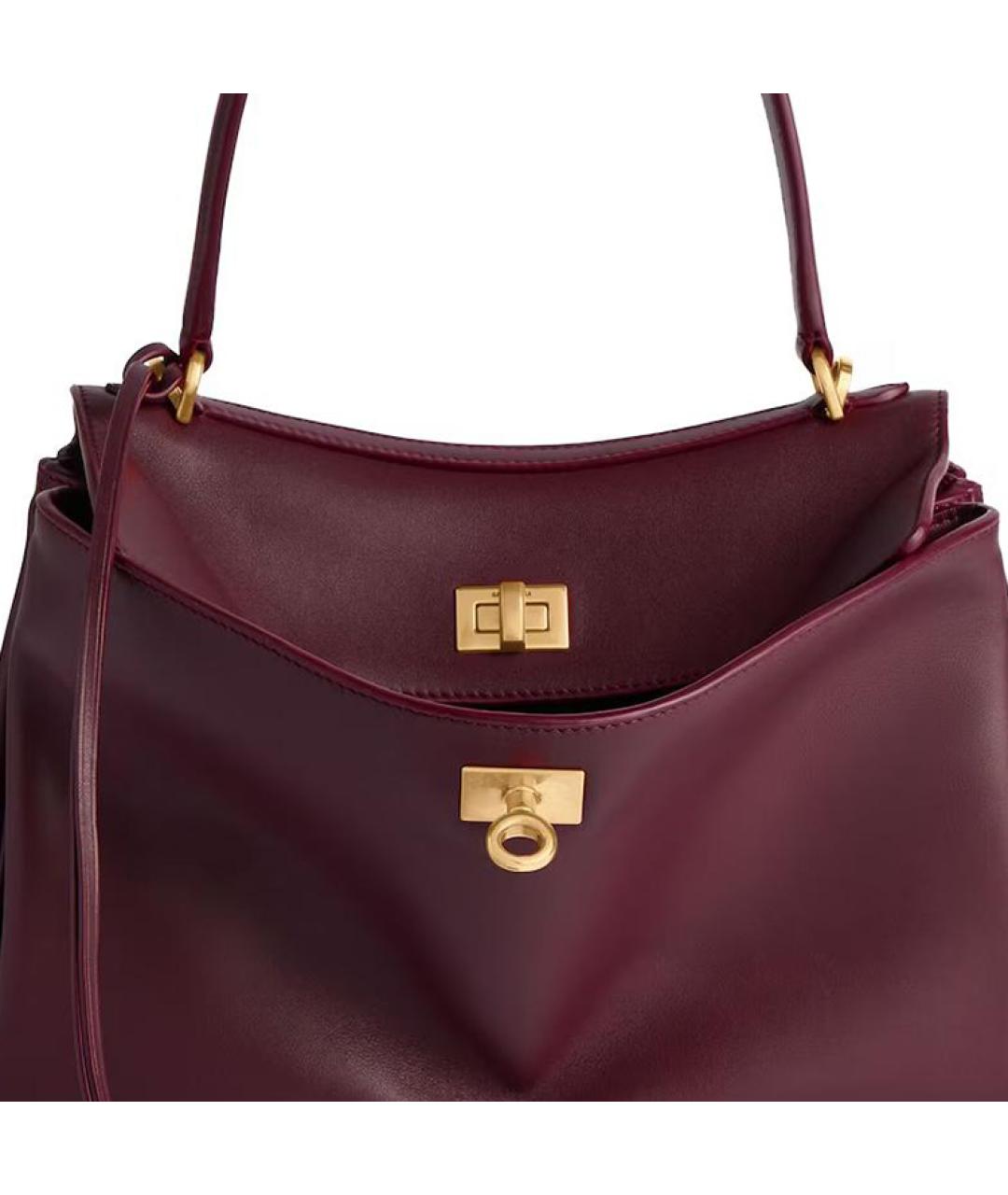 BALENCIAGA Бордовая кожаная сумка через плечо, фото 7