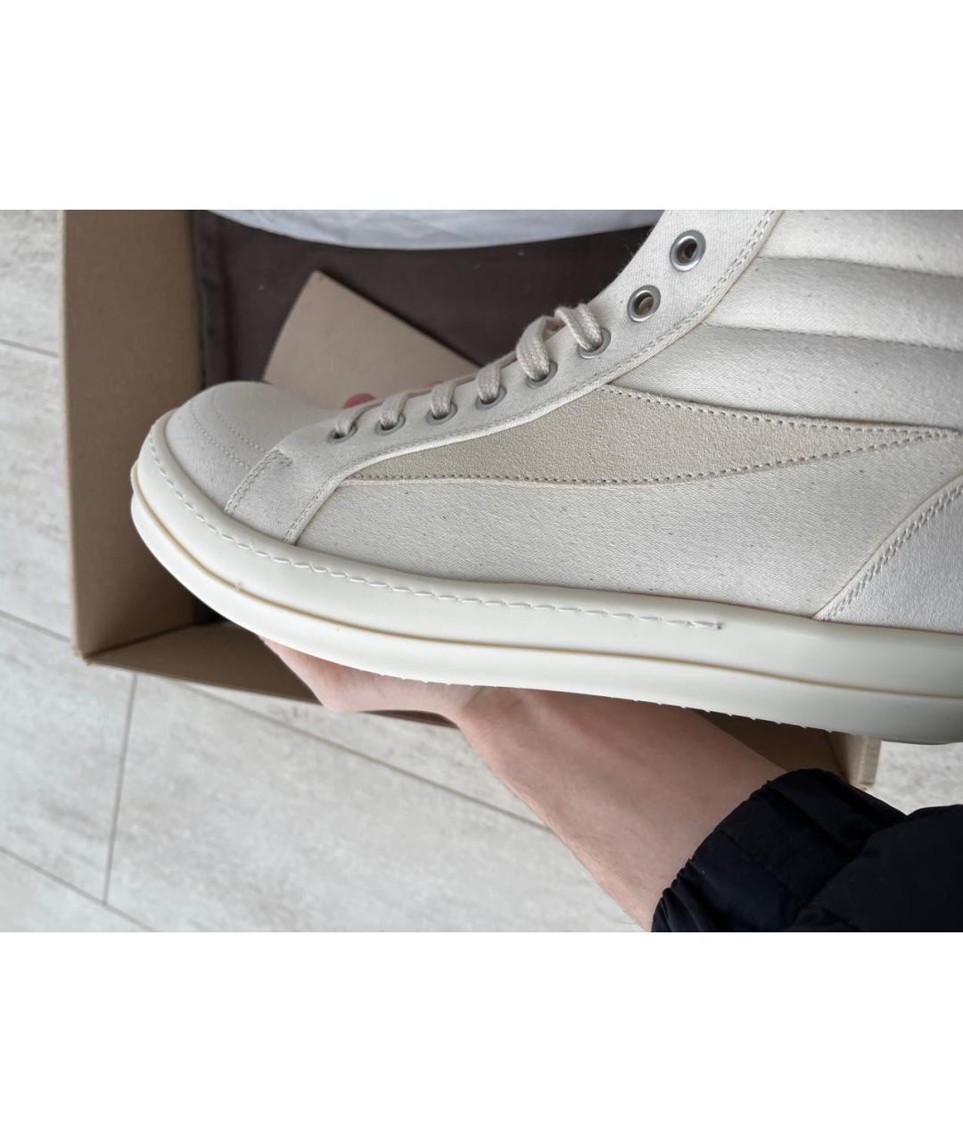 RICK OWENS Бежевые текстильные высокие кроссовки / кеды, фото 7