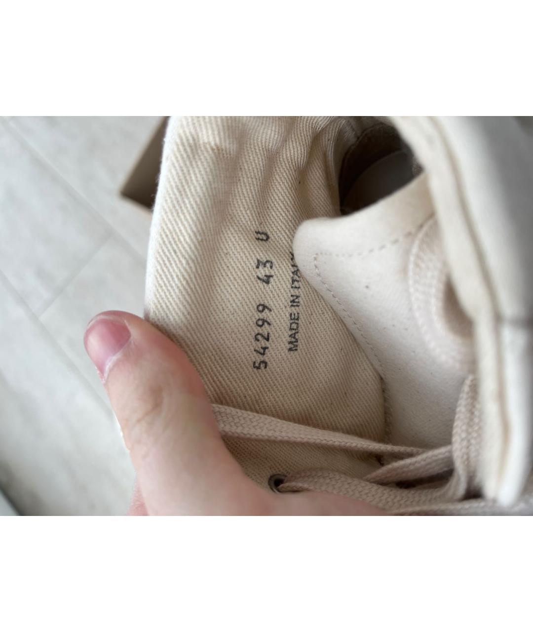 RICK OWENS Бежевые текстильные высокие кроссовки / кеды, фото 6