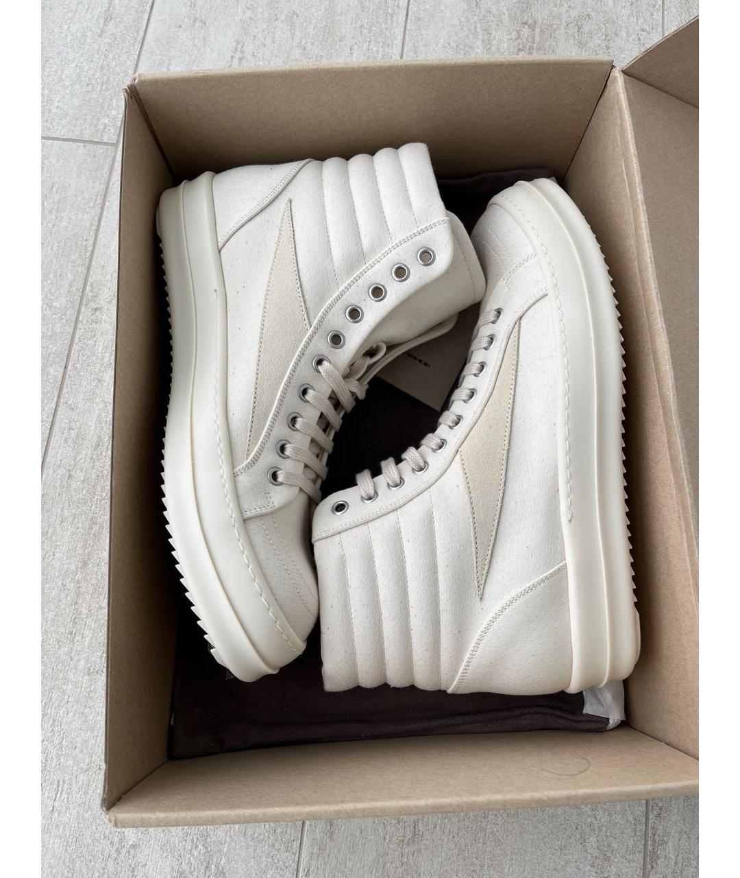 RICK OWENS Бежевые текстильные высокие кроссовки / кеды, фото 3