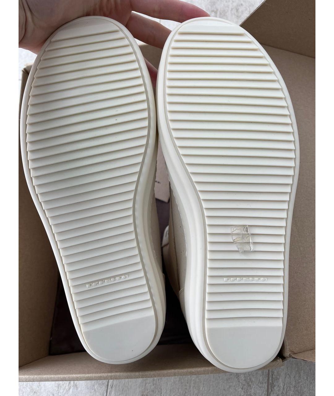 RICK OWENS Бежевые текстильные высокие кроссовки / кеды, фото 4