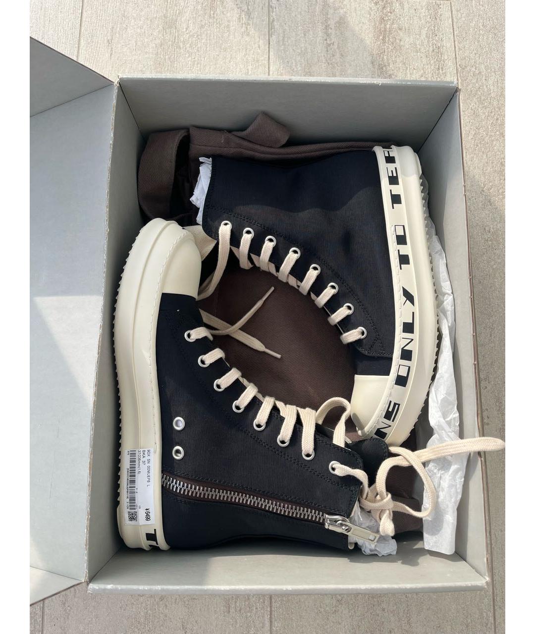 RICK OWENS Черные текстильные кеды, фото 2