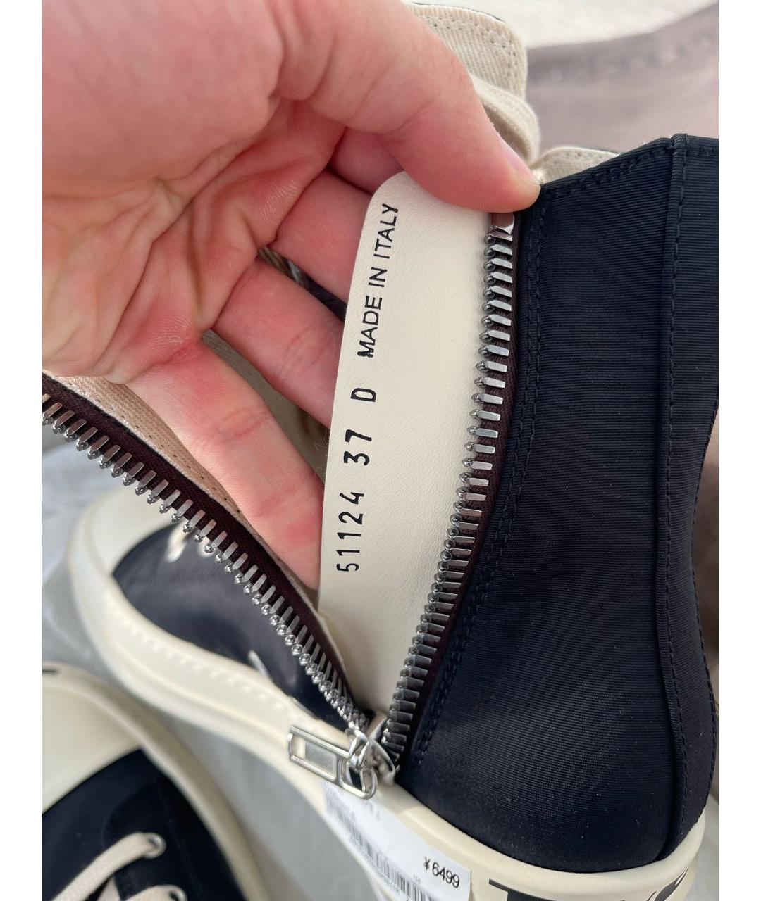 RICK OWENS Черные текстильные кеды, фото 8