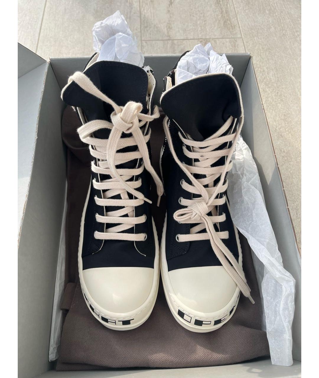 RICK OWENS Черные текстильные кеды, фото 3