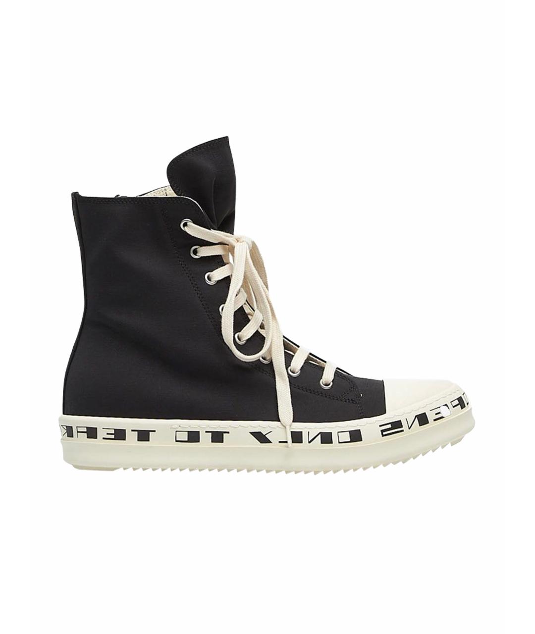 RICK OWENS Черные текстильные кеды, фото 1