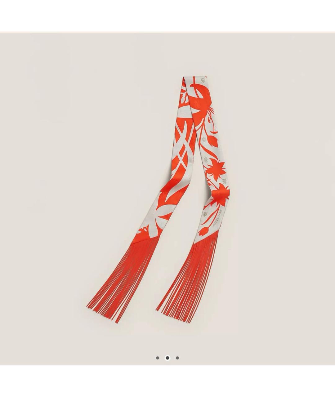 HERMES Коралловый шелковый шарф, фото 6