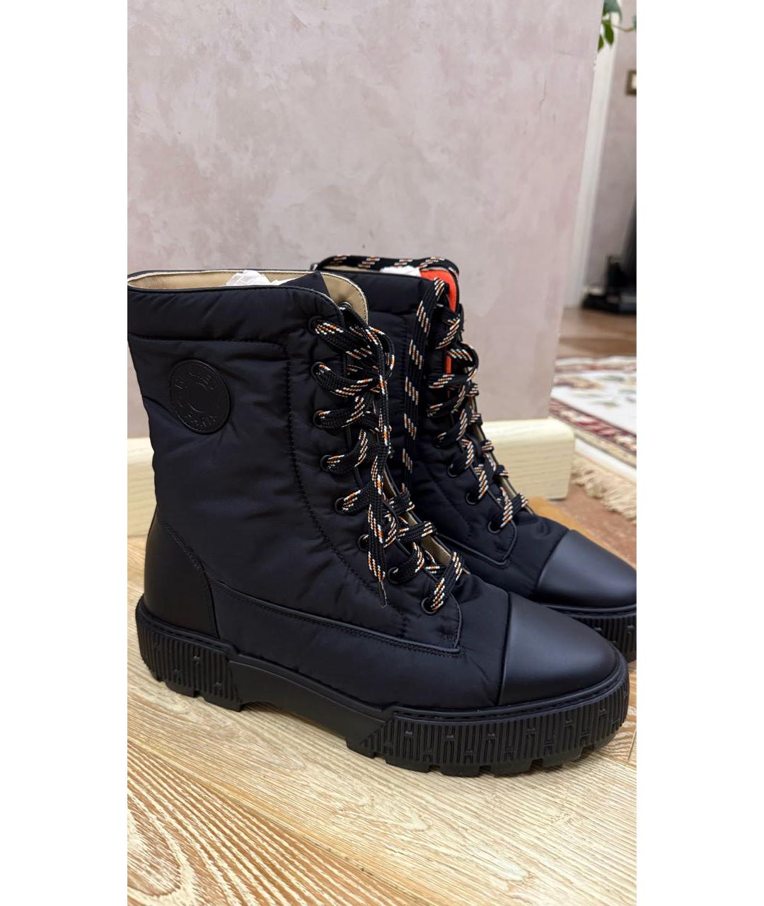 HERMES Черные синтетические высокие ботинки, фото 3