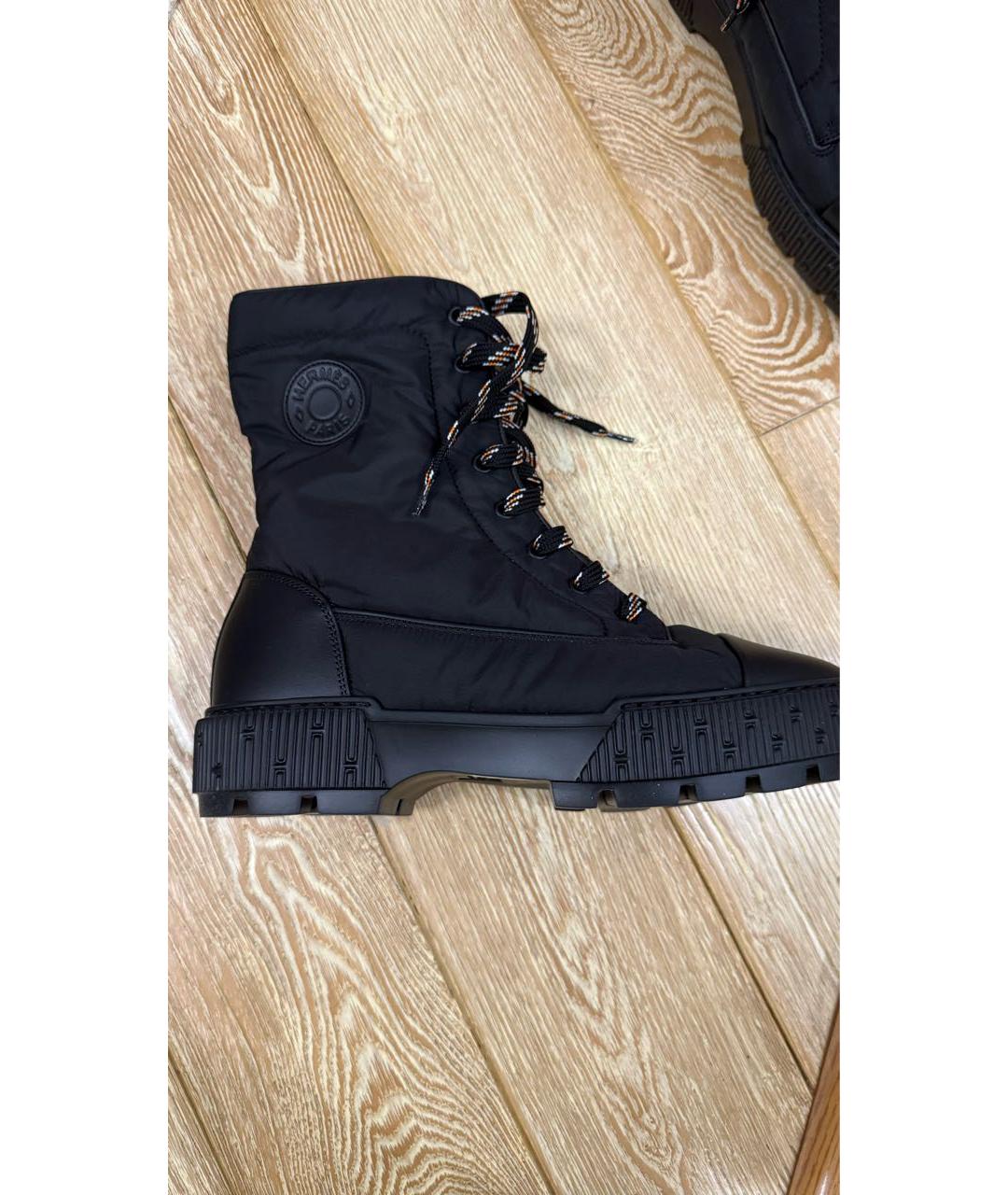 HERMES Черные синтетические высокие ботинки, фото 7