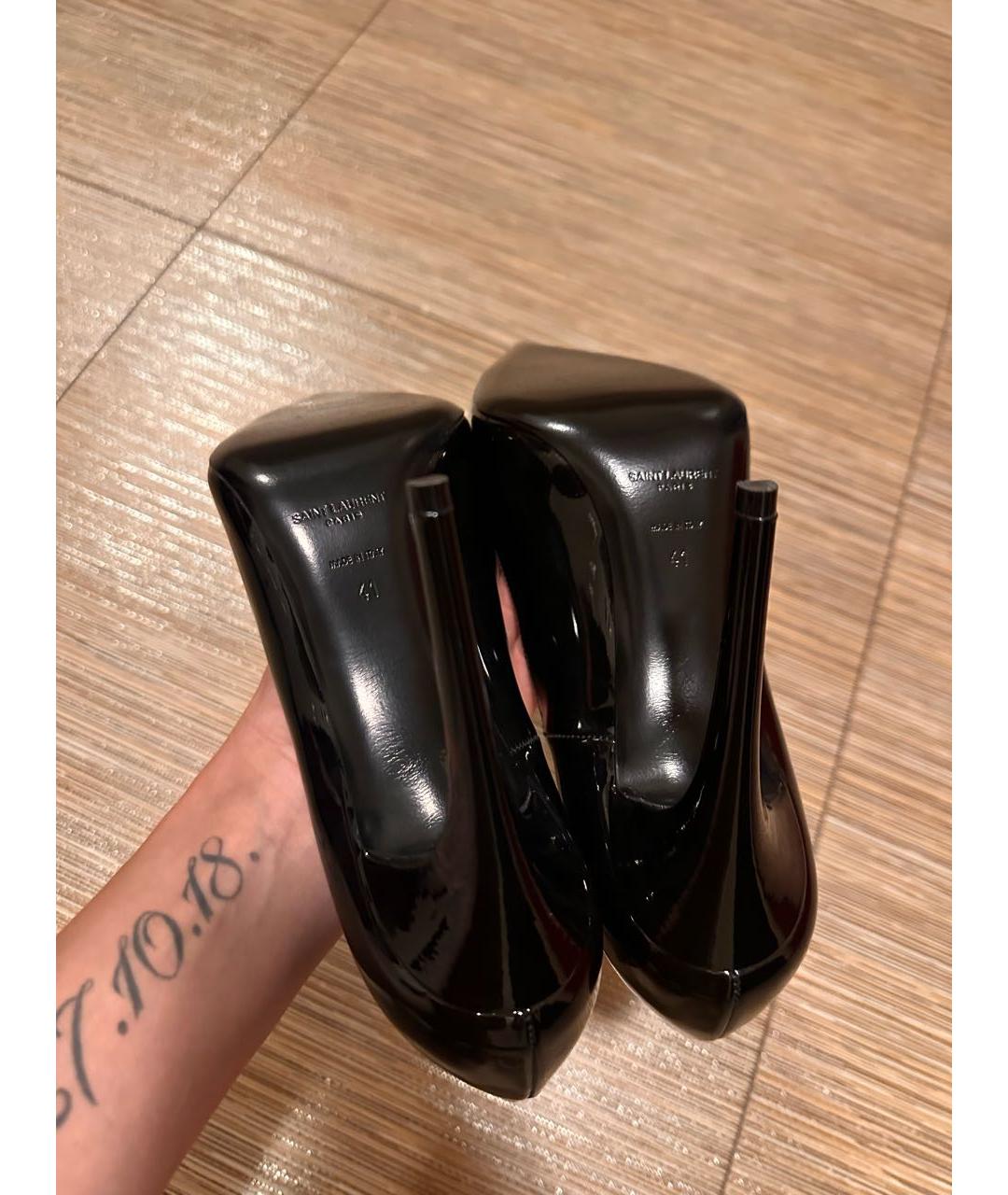 SAINT LAURENT Черные туфли из лакированной кожи, фото 4