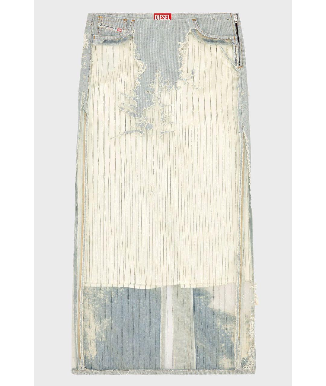 DIESEL Голубая деним юбка макси, фото 9
